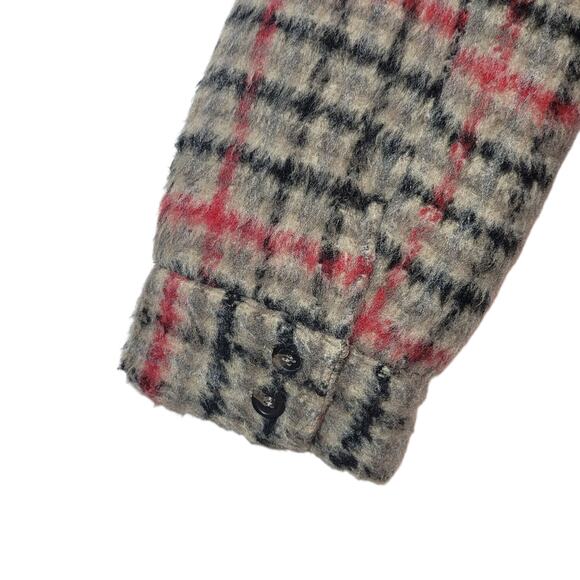 Brixton Nouvelle Plaid Sherpa Peacoat Red Black Vanilla Cozy Fall Winter Chic M - Picture 9 of 16